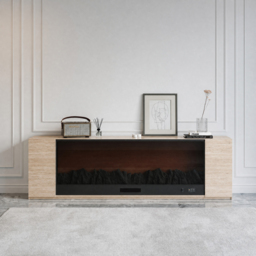 "87"" Sintered Stone Electric Fireplace TV Stand with Remote Control" - thumbnail 4