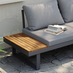 4 Seater Modular Outdoor Acacia Sectional Sofa Set with Cushion and Table, 3 PCS Versatile L-Shaped Garden Lounge Sofa Patio Furniture Set - thumbnail 7