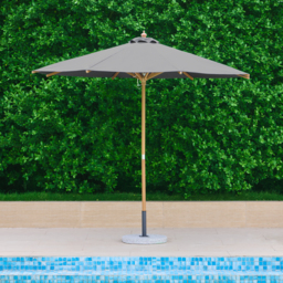 10 Pieces Rectangle Wood & Aluminium Outdoor Patio Dining Set with Central Pillar Umbrell - thumbnail 9