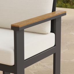 10 Pieces Rectangle Wood & Aluminium Outdoor Patio Dining Set with Central Pillar Umbrell - thumbnail 7