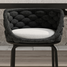 7-Piece Garden Sintered Stone & Aluminium Bar Dining Set with 6 Bar Stools in Dark Grey - thumbnail 8