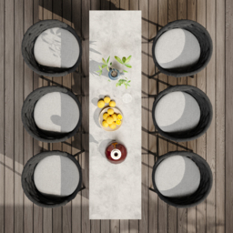 7-Piece Garden Sintered Stone & Aluminium Bar Dining Set with 6 Bar Stools in Dark Grey - thumbnail 4