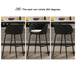 7-Piece Outdoor Sintered Stone & Aluminium Bar Dining Set with 6 Bar Stools in Dark Grey - thumbnail 6
