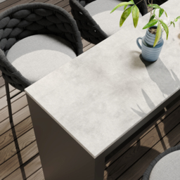 7-Piece Garden Sintered Stone & Aluminium Bar Dining Set with 6 Bar Stools in Dark Grey - thumbnail 6