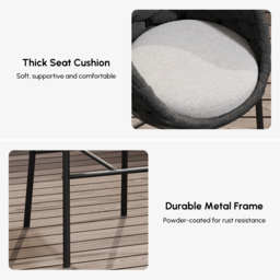 7-Piece Outdoor Sintered Stone & Aluminium Bar Dining Set with 6 Bar Stools in Dark Grey - thumbnail 7