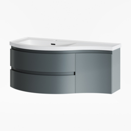 Floating Curved Bathroom Vanity Wall Mounted Half-Circle Bathroom Cabinet - thumbnail 9