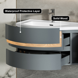 Floating Curved Bathroom Vanity Wall Mounted Half-Circle Bathroom Cabinet - thumbnail 5