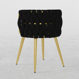 Sweave Nordic 8-Pieces Black Barrel Back Dining Chair Round Accent Velvet Upholstery - thumbnail 9
