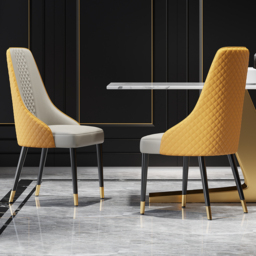 Modern Dining Chairs Faux Leather High Back with Upholstered Orange & Beige Dining Room Chairs 4-Pieces - thumbnail 2