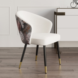 Set of 2 Velvet Dining Chairs Upholstered Modern White Dining Room Chairs with Arm