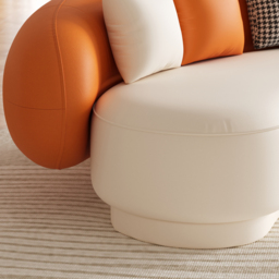 "Modern Leather Upholstered Sofa 3-Seater Sofa 82.7"" Orange&White Sofa" - thumbnail 7