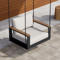 Tevara Solid Wood Garden Hanging Chair Sofa Porch Swing Bench in Grey Cushion & Pillow Included - thumbnail 2