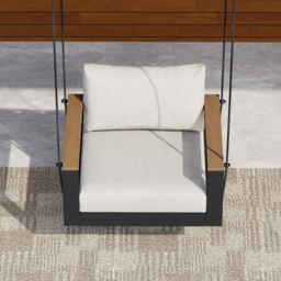 Tevara Solid Wood Garden Hanging Chair Sofa Porch Swing Bench in Grey Cushion & Pillow Included - thumbnail 4