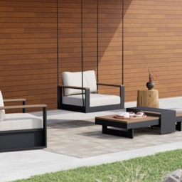 Tevara Solid Wood Garden Hanging Chair Sofa Porch Swing Bench in Grey Cushion & Pillow Included - thumbnail 3