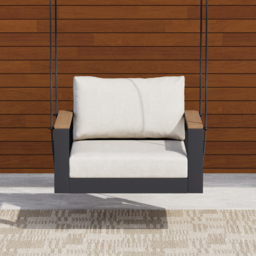 Tevara Solid Wood Garden Hanging Chair Sofa Porch Swing Bench in Grey Cushion & Pillow Included - thumbnail 5