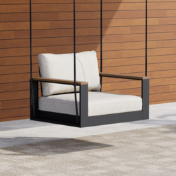 Tevara Solid Wood Garden Hanging Chair Sofa Porch Swing Bench in Grey Cushion & Pillow Included - thumbnail 1
