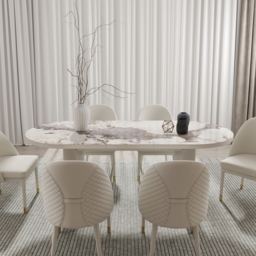 200 - 240 cm Oval Extendable Sintered Stone Top Dining Table White Seats 6-10 - thumbnail 9