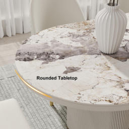 200 - 240 cm Oval Extendable Sintered Stone Top Dining Table White Seats 6-10 - thumbnail 5
