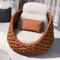 Cocaro 4-Person Garden Sofa Set, RoCocaroble Hand-Woven Rope Chair & Garden Coffee Table with Storage - thumbnail 5