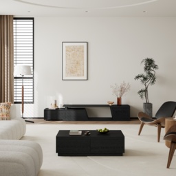 Fero Mid-Century Extendable TV Stand & Block Coffee Table Set - thumbnail 3