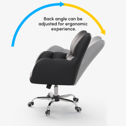 Height Adjustable Office Chair Faux Leather Swivel Office Chair in Black - thumbnail 8