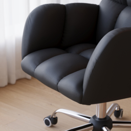 Height Adjustable Office Chair Faux Leather Swivel Office Chair in Black - thumbnail 5