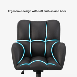 Height Adjustable Office Chair Faux Leather Swivel Office Chair in Black - thumbnail 9