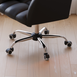 Height Adjustable Office Chair Faux Leather Swivel Office Chair in Black - thumbnail 6