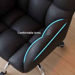 Height Adjustable Office Chair Faux Leather Swivel Office Chair in Black - thumbnail 7
