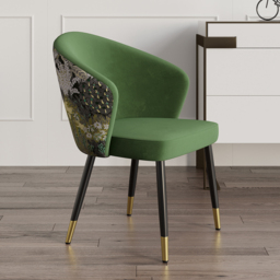 Set of 8 Velvet Dining Chairs Upholstered Modern Green Dining Room Chairs with Arm