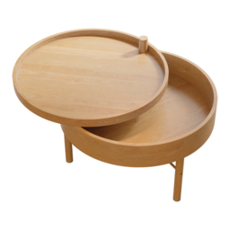 600mm Round Rotating Tray Coffee Table with Storage & Metal Legs - thumbnail 5