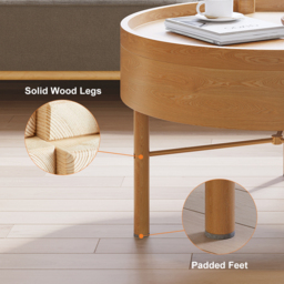 600mm Round Rotating Tray Coffee Table with Storage & Metal Legs - thumbnail 9