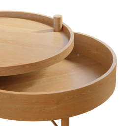 600mm Round Rotating Tray Coffee Table with Storage & Metal Legs - thumbnail 6