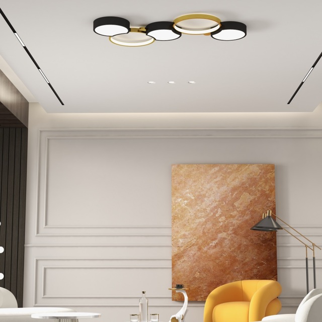 KEESFU 5-Light Kitchen Flush Mount Ceiling Light,Modern Round Track Lighting Fixtures,Directional Ceiling Spot Light For Dining Room Bedroom Hallway - View #4