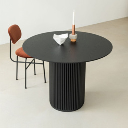 Round Dining Table Wood with Pedestal Base for 4 Person Japandi Black - thumbnail 6