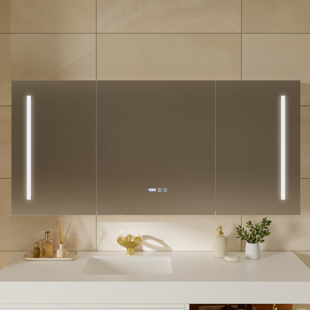 150cm LED Bathroom Medicine Cabinet with Anti-Fog, Dimmable Tri-Color Lighting - image 1