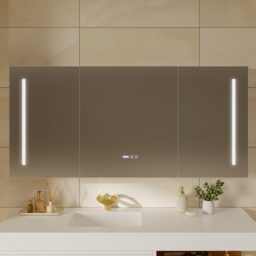 150cm LED Bathroom Medicine Cabinet with Anti-Fog, Dimmable Tri-Color Lighting