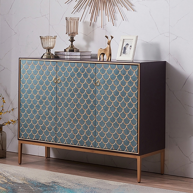 Modern Cabinet Scale Patterned Sideboard Buffet with Doors & Shelves in Medium - image 1