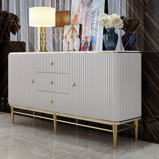 Bline Modern Sideboard Buffet Faux Marble Top with Doors & Shelves & Drawers in Large - image 1