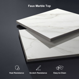 Bline Modern Sideboard Buffet Faux Marble Top with Doors & Shelves & Drawers in Large - thumbnail 8