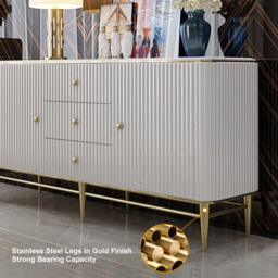 Bline Modern Sideboard Buffet Faux Marble Top with Doors & Shelves & Drawers in Large - thumbnail 7