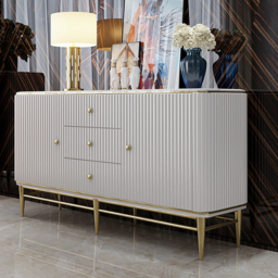 Bline Modern Sideboard Buffet Faux Marble Top with Doors & Shelves & Drawers in Large - thumbnail 1