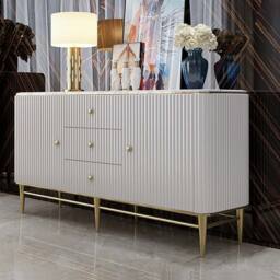 Bline Modern Sideboard Buffet Faux Marble Top with Doors & Shelves & Drawers in Large - thumbnail 2