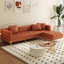 2300mm Faux Leather Modular L-Shaped Couch with Chaise Modern 3-Seater Sofa - thumbnail 3