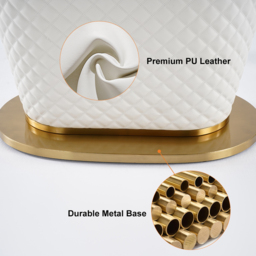 "Modern 63"" Marble Rectangular Pedestal Dining Table PU Leather&Stainless Steel in Gold" - thumbnail 9