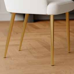 Modern White PU Leather Dining Chair Curved Back with Gold Legs 6-Pieces - thumbnail 7