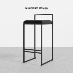 Modern Black Velvet Counter Stool Set of 2 with Back & Footrest - thumbnail 9