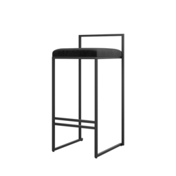 Modern Black Velvet Counter Stool Set of 2 with Back & Footrest - thumbnail 7