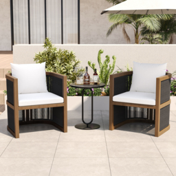 Wevara 2 Pieces Modern Aluminium & Ropes Outdoor Patio Dining Chair Set - thumbnail 3