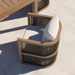 Wevara 2 Pieces Modern Aluminium & Ropes Outdoor Patio Dining Chair Set - thumbnail 6